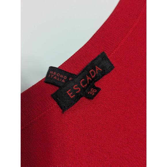 ESCADA Red Cream Cardigan Sweater Tank Top Bundle Long Sleeve Preppy Workwear - Picture 6 of 7